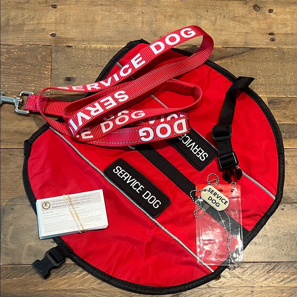 Red Service Dog Vest and Leash Set